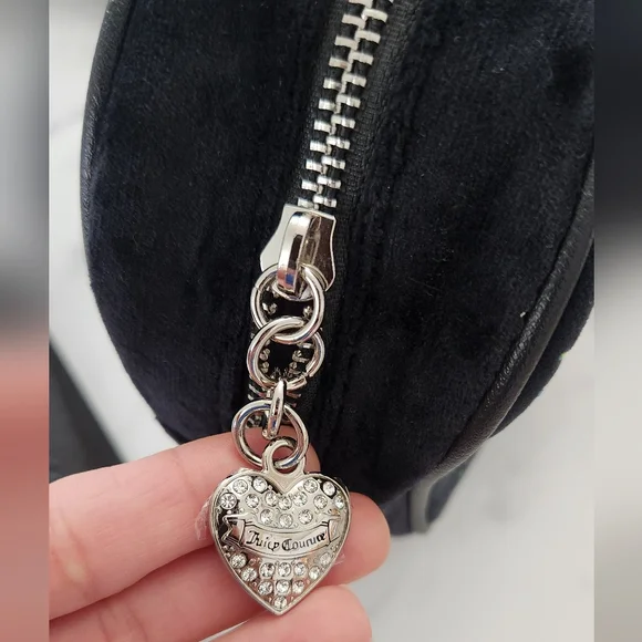 Juicy Couture Black "Let It Shine" Velvet Rhinestone Encrusted Crossbody Bag - Picture 9 of 17